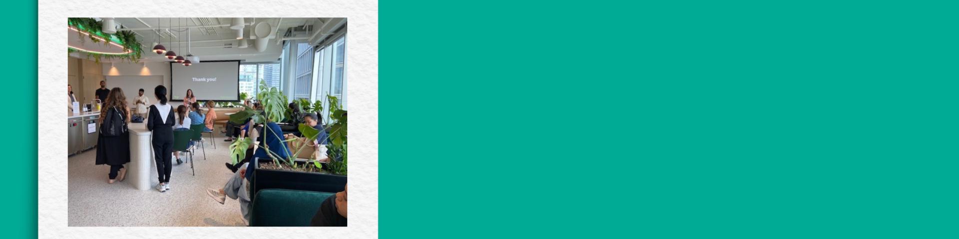 YWCA Engage participants watching a presentation from Sage employees