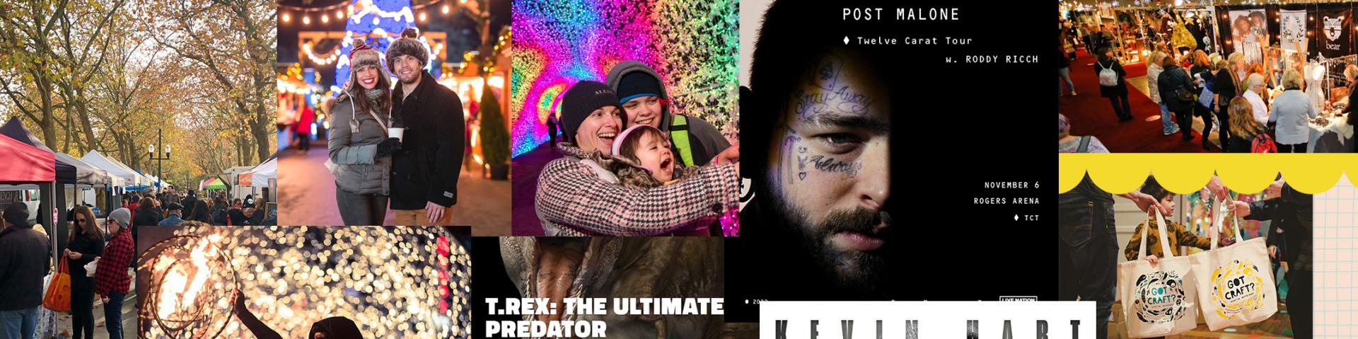 Hero Banner for 2022 Fall/Winter events in Vancouver, with mash up of event promo photos.