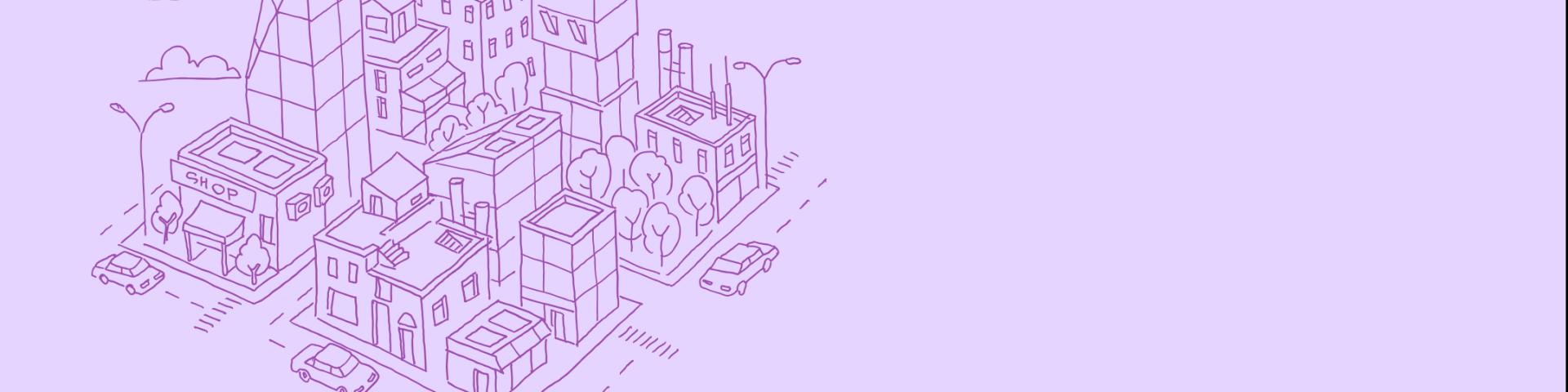 Line drawing of a city