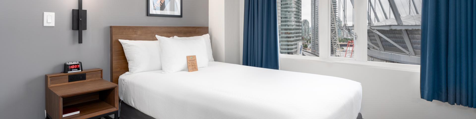 YWCA Hotel Vancouver Double Bed Facing BC Place