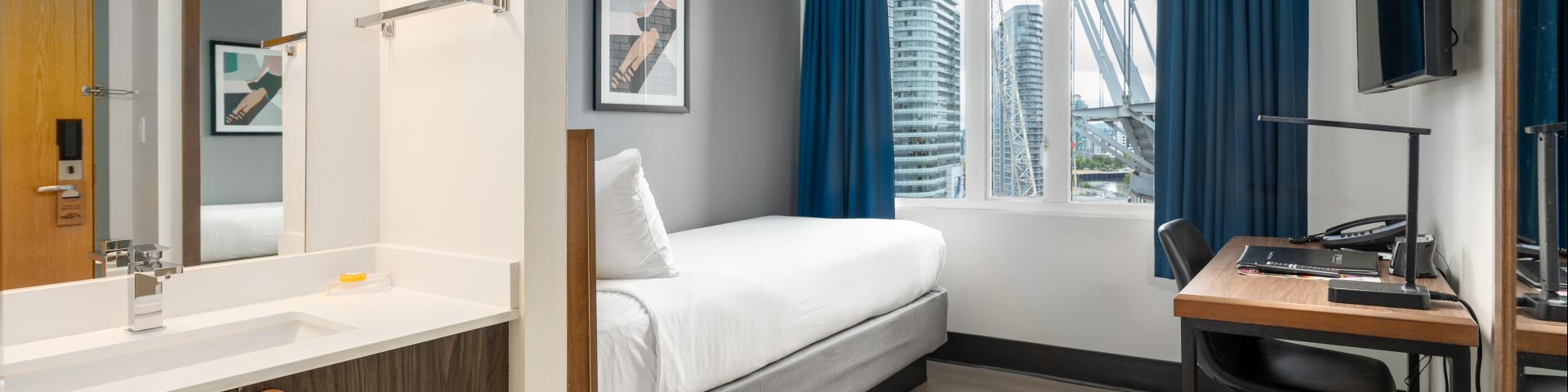 YWCA Hotel Vancouver Single Bed Facing BC Place