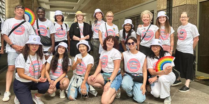 YWCA team members gather before attending the 2025 Vancouver Pride Parade.