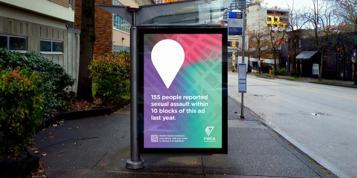 YWCA Close to home bus shelter Ad photo