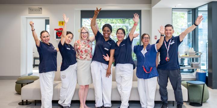 Leanne, Housekeeping Manager (third from the right), with a group of Housekeeping Attendants.