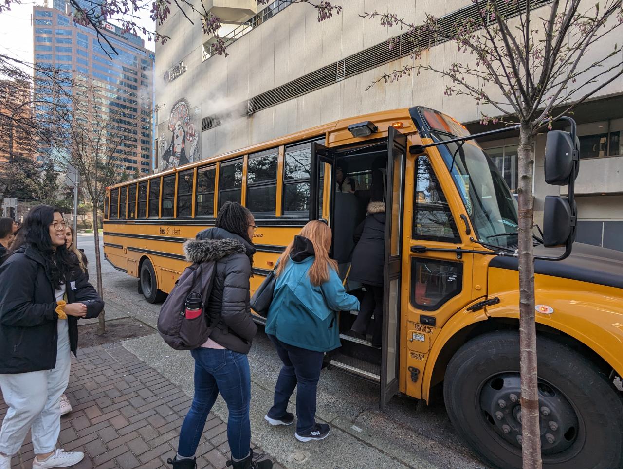 YWCA Metro Vancouver’s new staff members hopping on the bi-annual bus tour of our YWCA facilities.