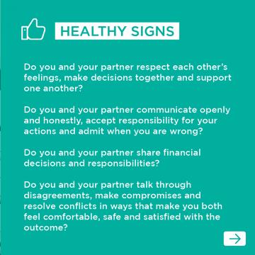 Healthy signs in relationships