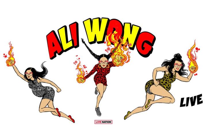 Image of three cartoon Ali Wongs