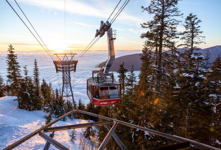 Photo of the gondola up Grouse Mountain on a winter day