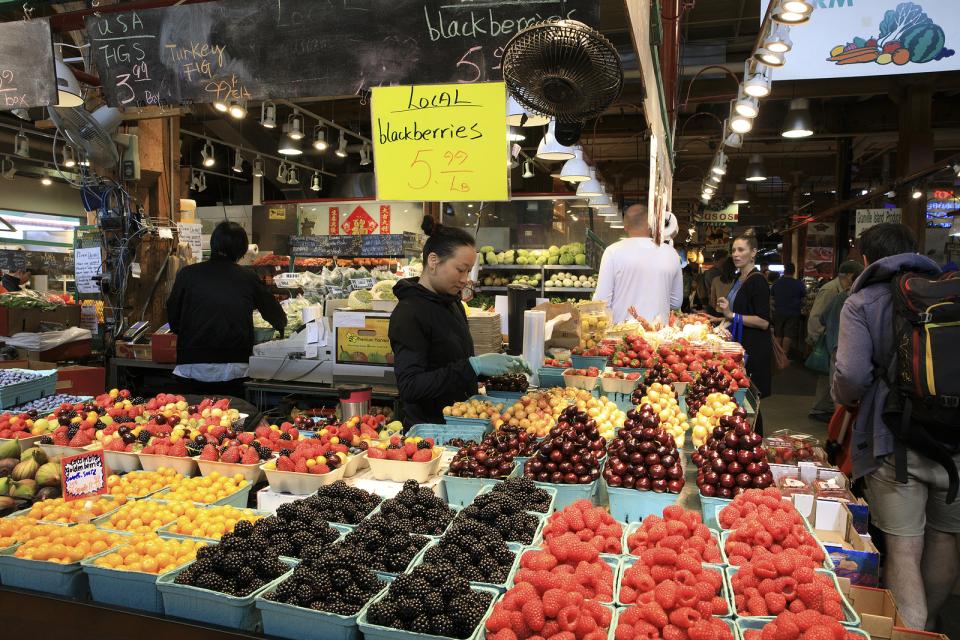 Fruits and other produce on sale at Mount Pleasant