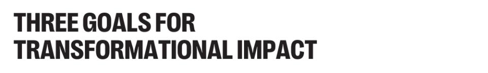 THREE GOALS FOR TRANSFORMATIONAL IMPACT
