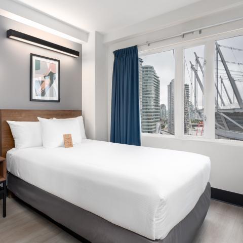 YWCA Hotel Vancouver Double Bed Facing BC Place
