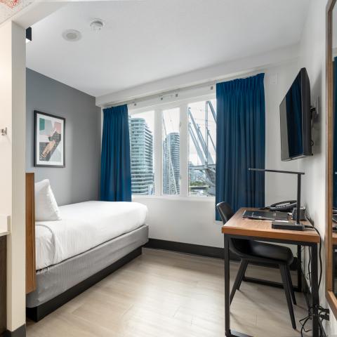 YWCA Hotel Vancouver Single Bed Facing BC Place