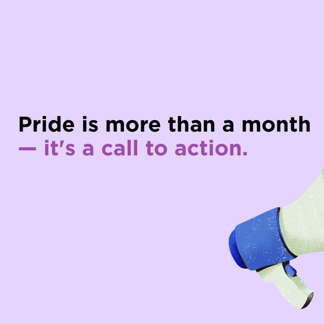 Megaphone with rainbow soundwaves and sparkles coming out of it